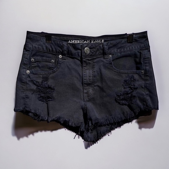 🌻American Eagle Outfitters Black Stretch Hi-Rise Shorties Size 10 - Picture 1 of 10